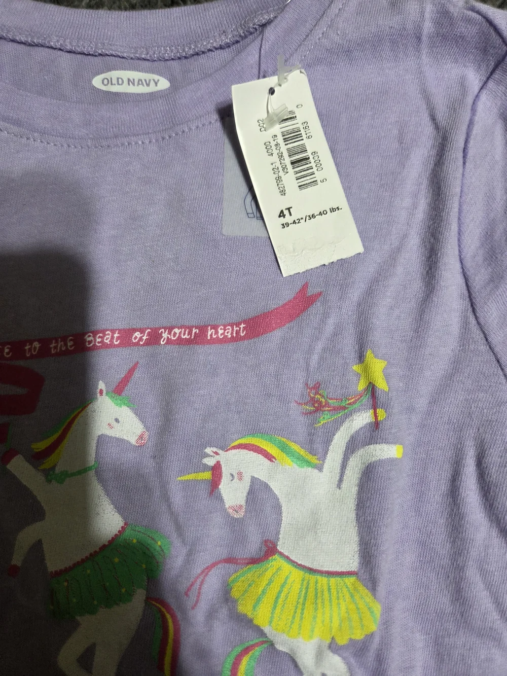 Girls' Lavender Unicorn Long-Sleeve Tee